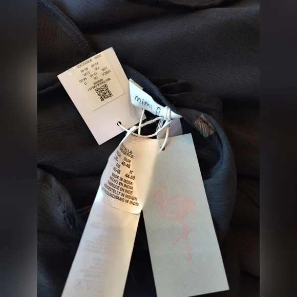 Mimi Flamingo Sheer Black Ruffle Chiffon Tunic Dress NWT Flowy Boho Resort Chic - Picture 4 of 7